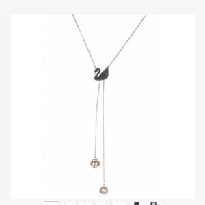 SWAROVSKI ICONIC SWAN DOUBLE Y Necklace Rose Gold